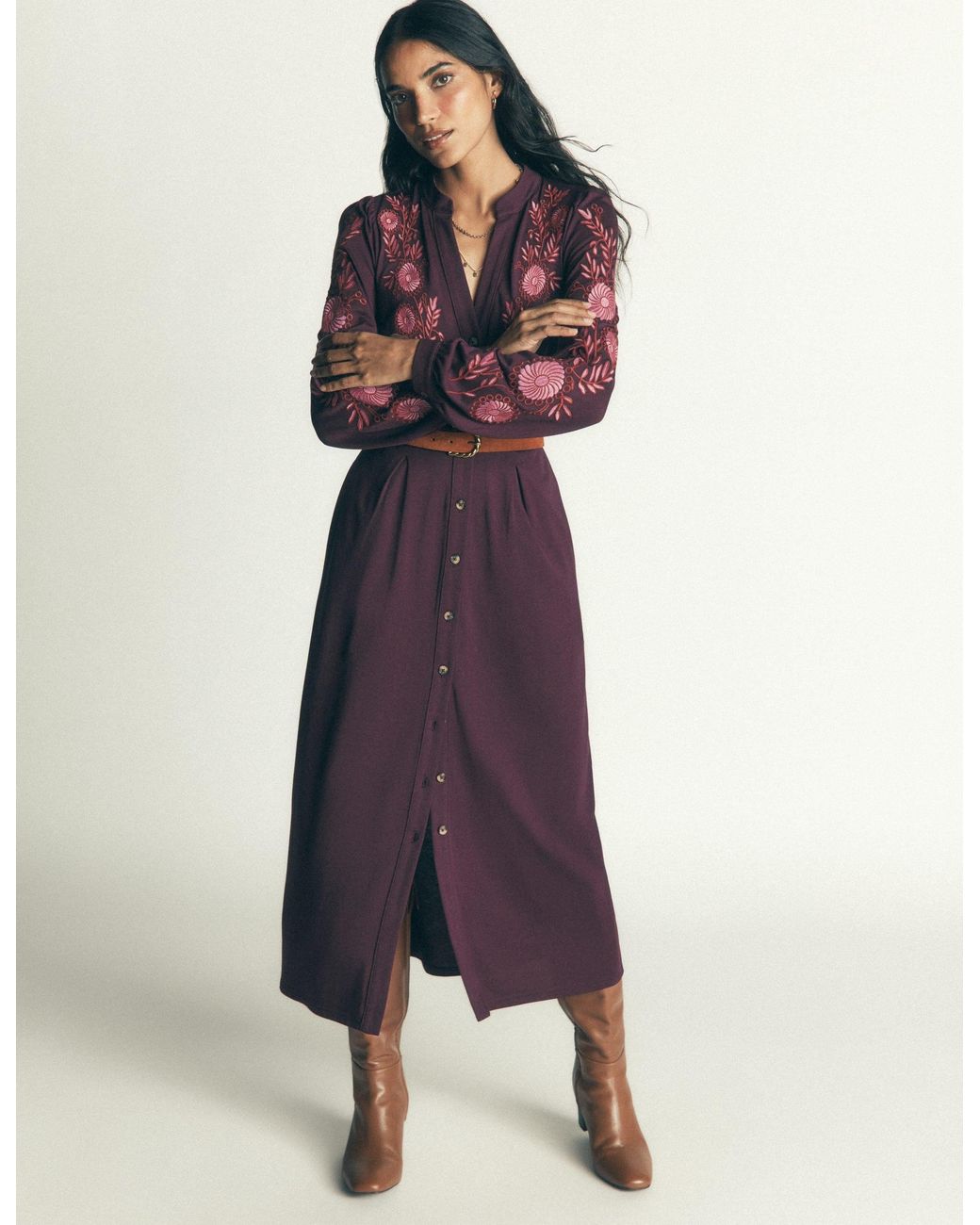 Boden Purple Juliet Jersey Midi Dress