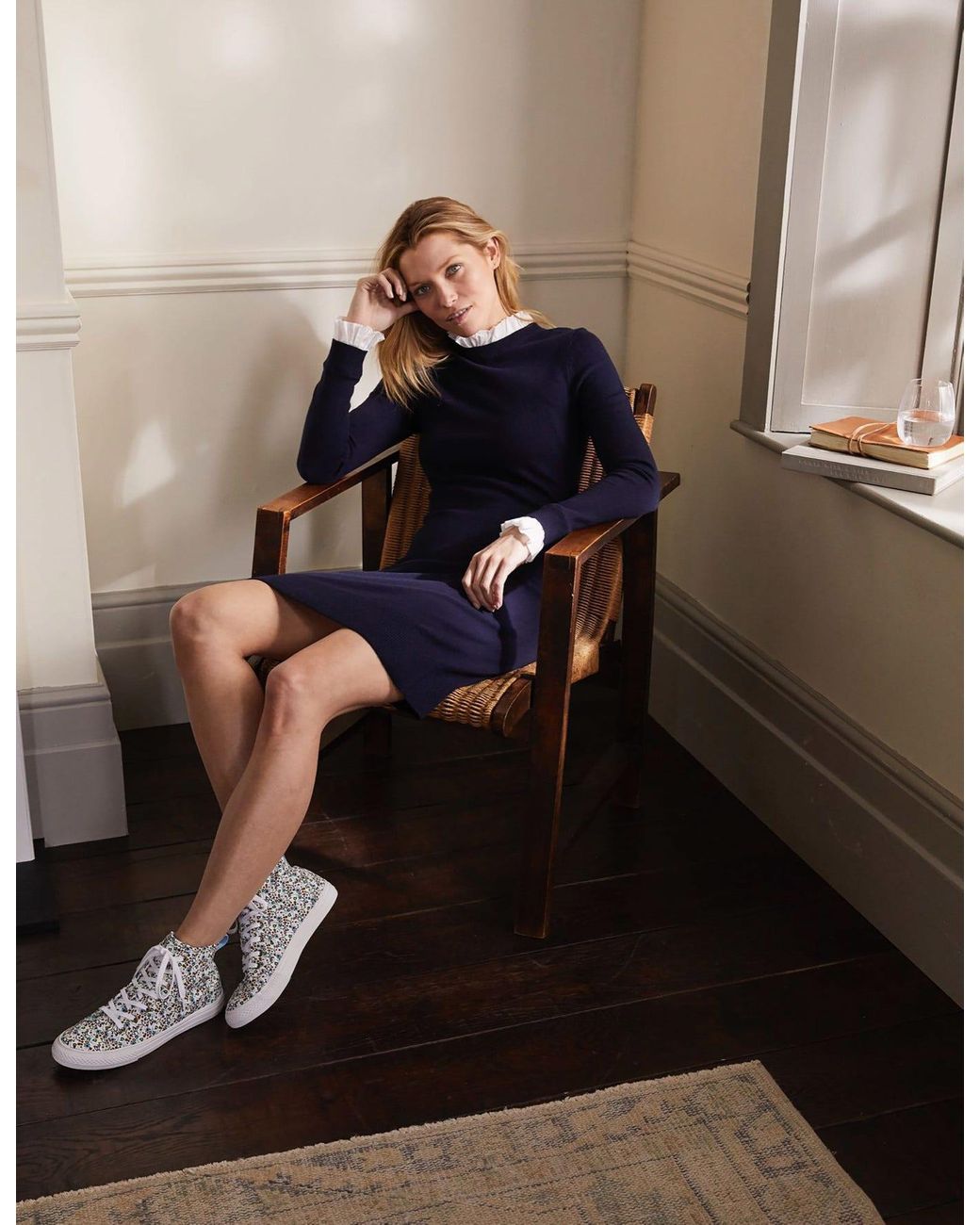 Boden Beatrice Knitted Dress in Navy 