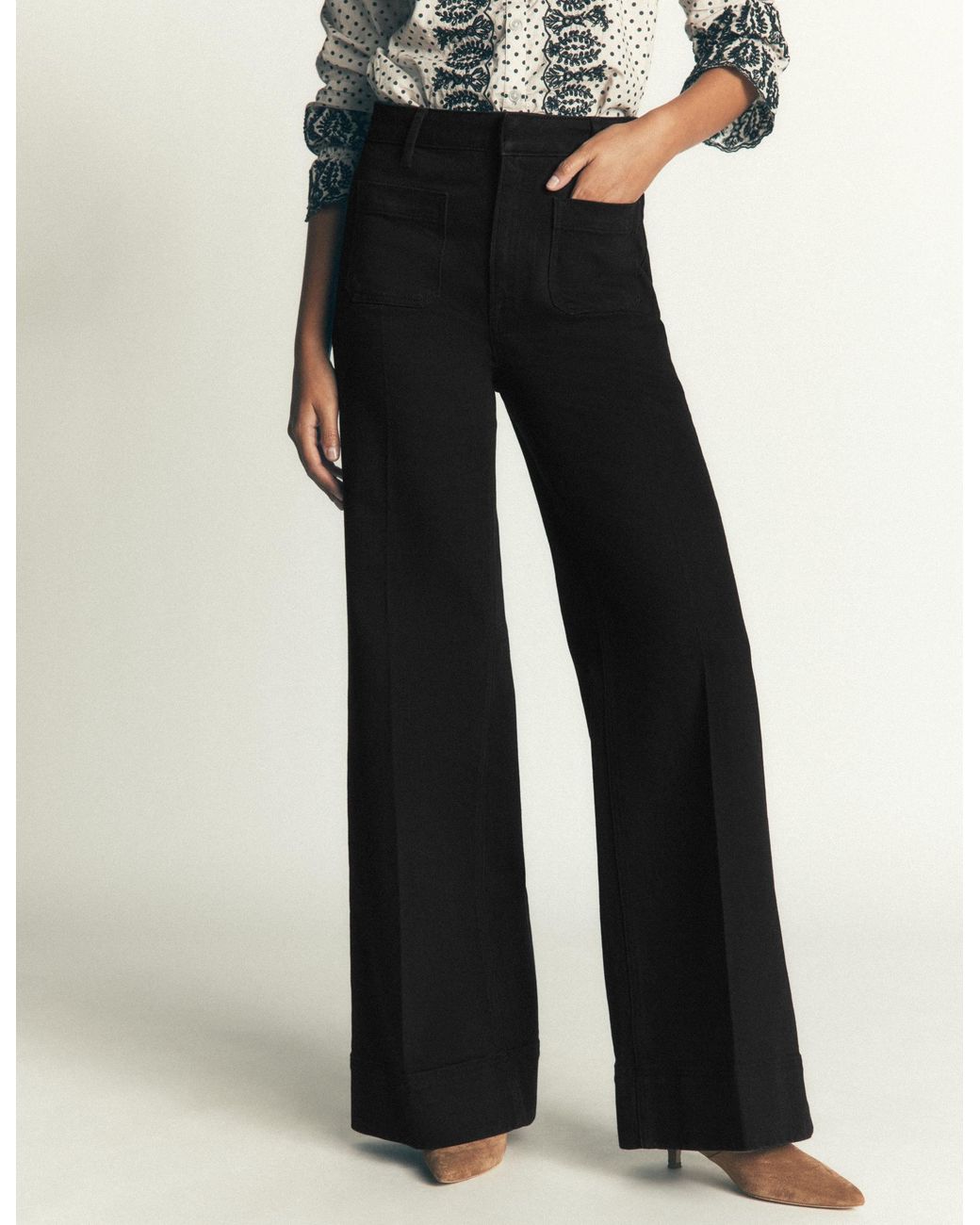 Boden White Patch Pocket Flare Jeans