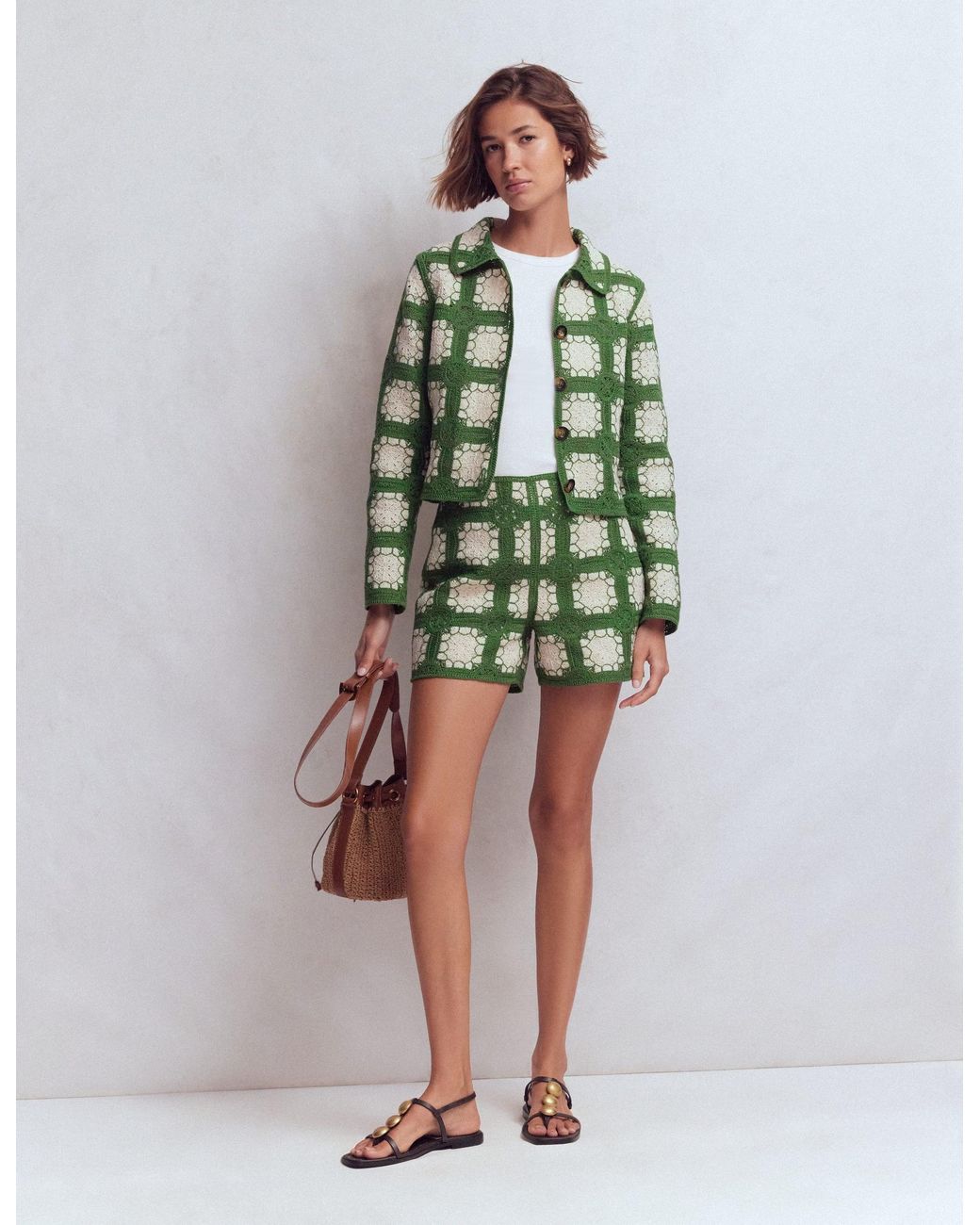 Boden Green Crochet Shorts