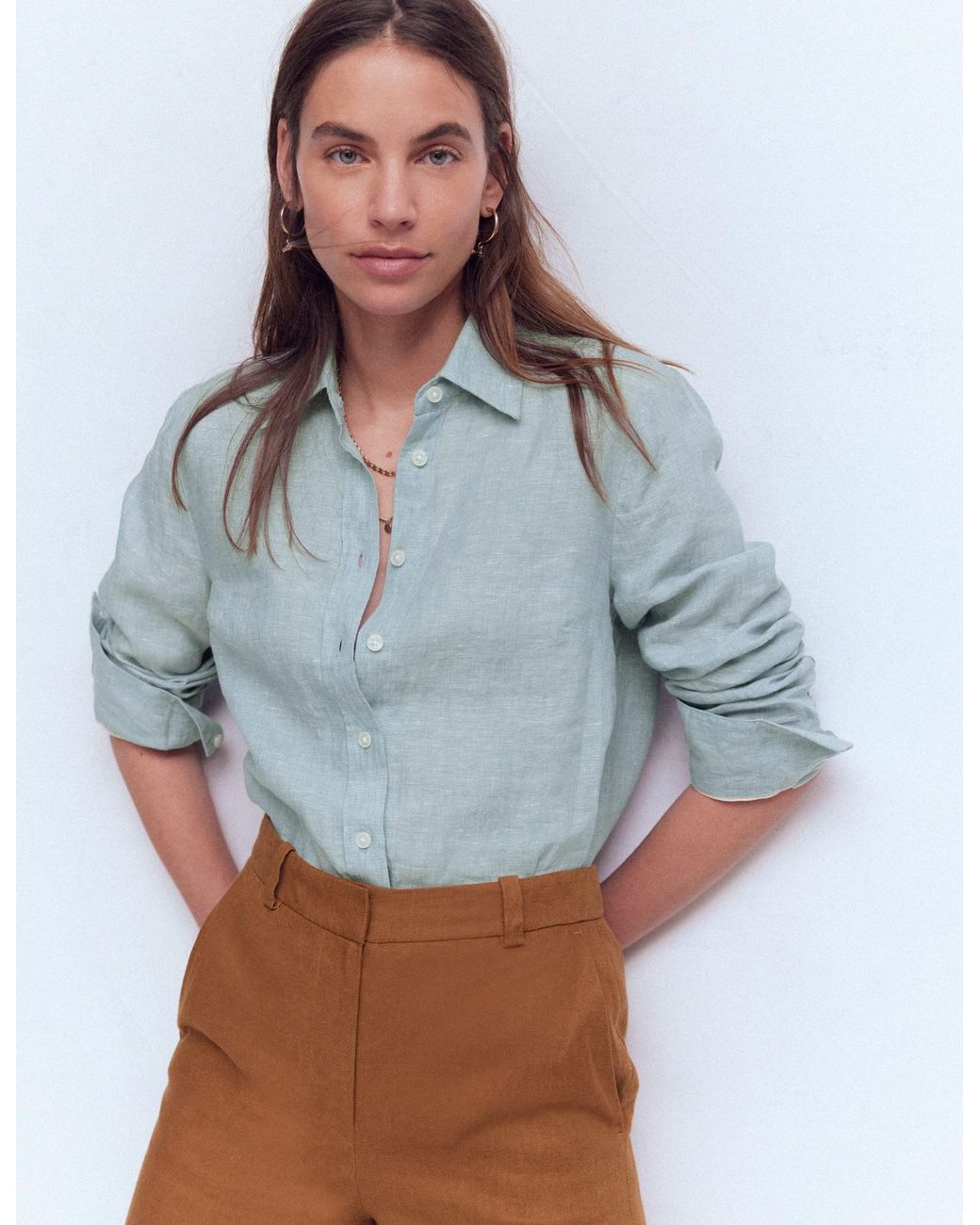Boden Blue Sienna Linen Shirtnavy