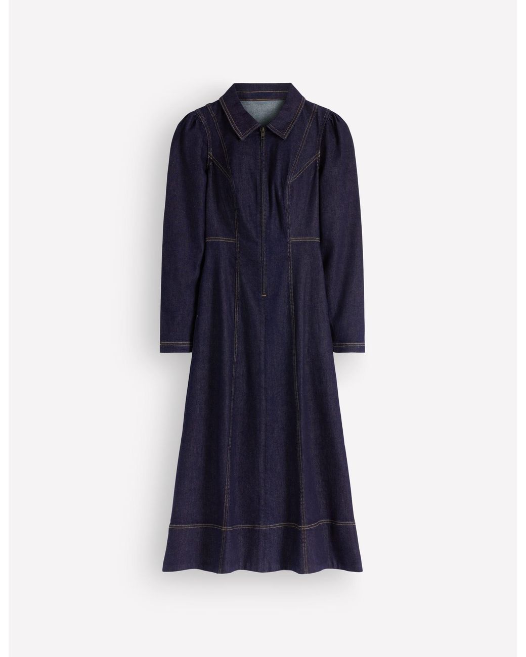 Boden Blue Una Collared Denim Midi Dress