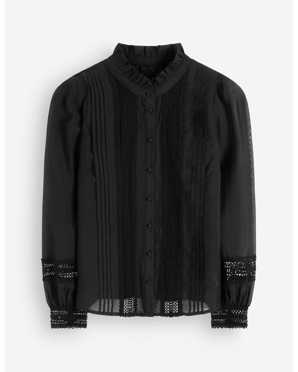 Boden Black Lace Trim Top