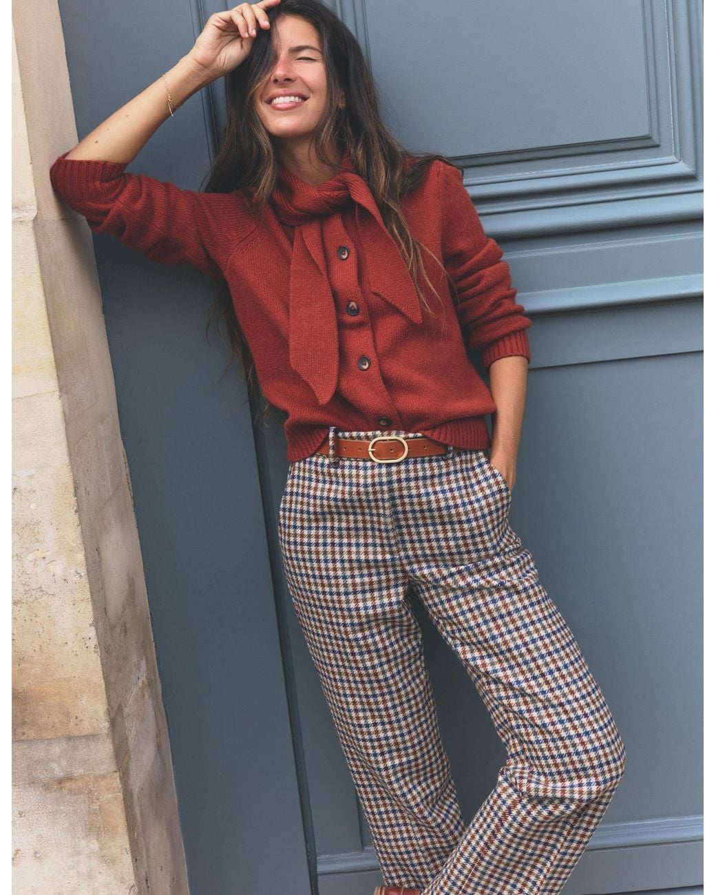 Boden Blue Canonbury Wool Blend Trousers