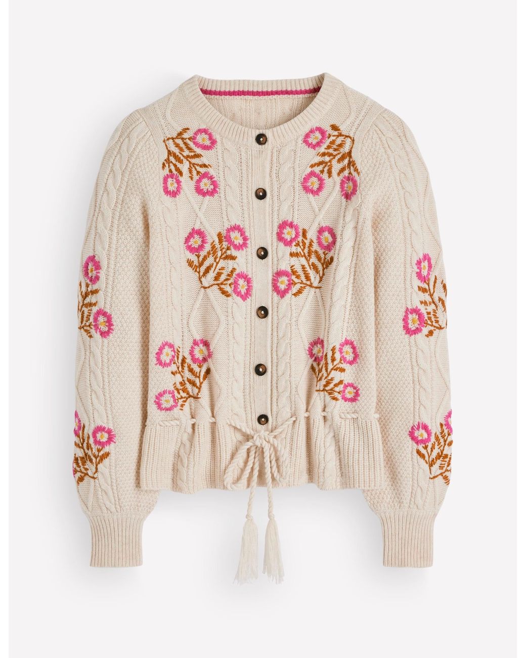 Boden Brown Cable Knitted Cardigan