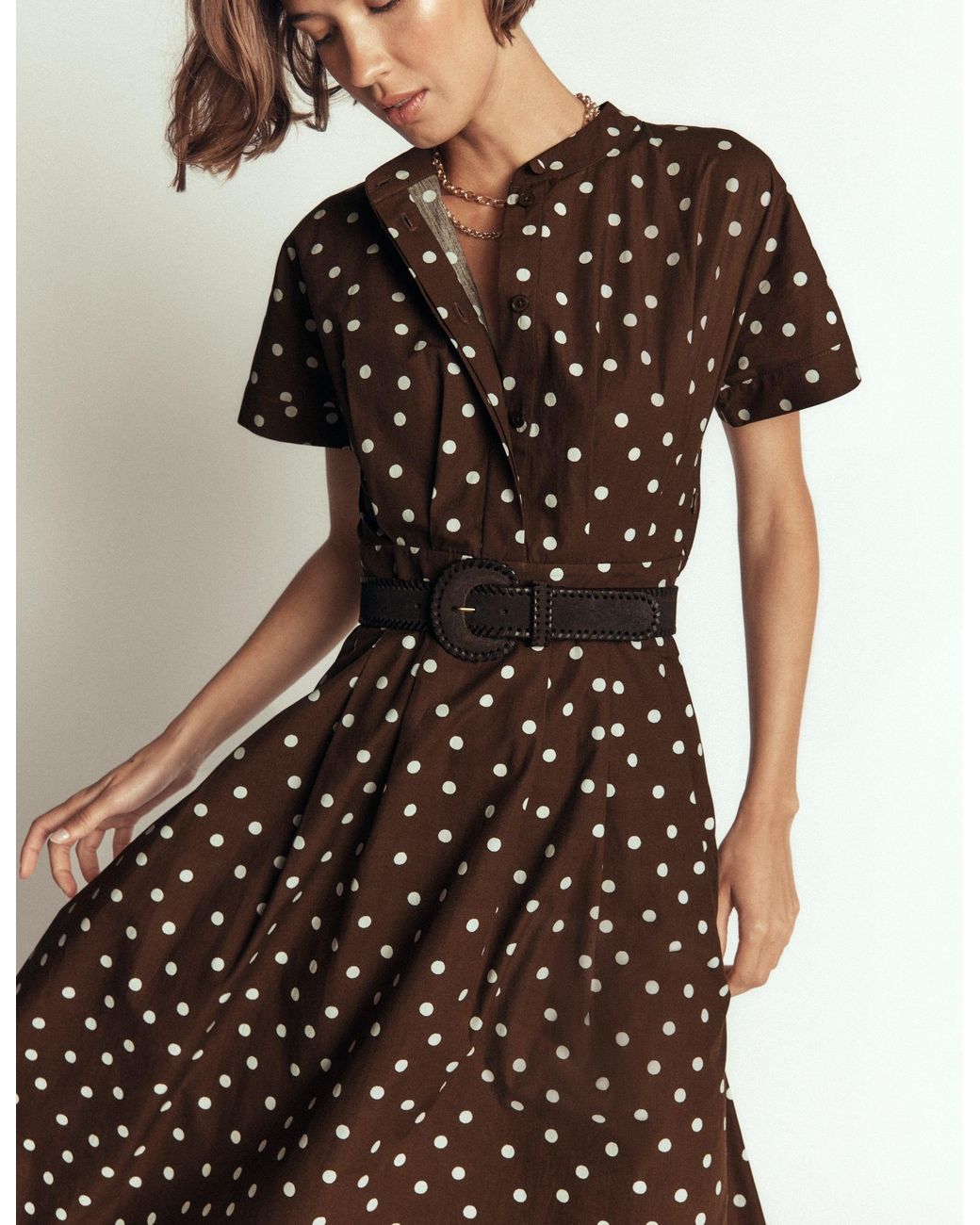 Boden Brown Grown On Sleeve Midi Dress