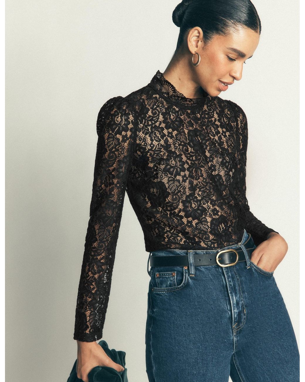 Boden Blue Lace Detail Top