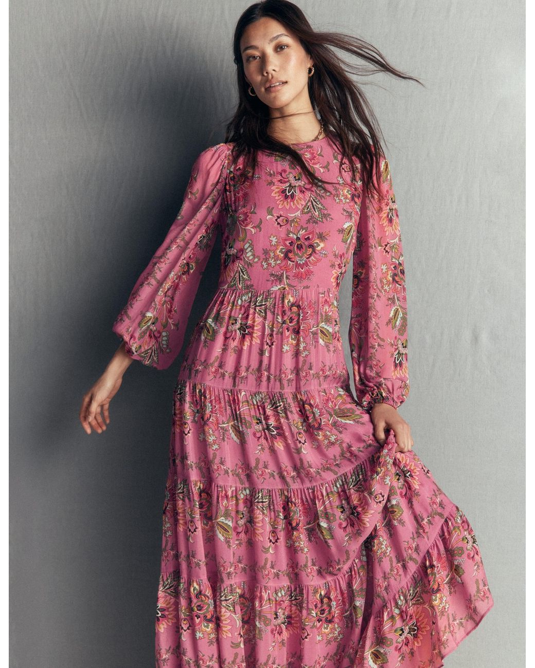Boden Green Multi Tiered Maxi Dress