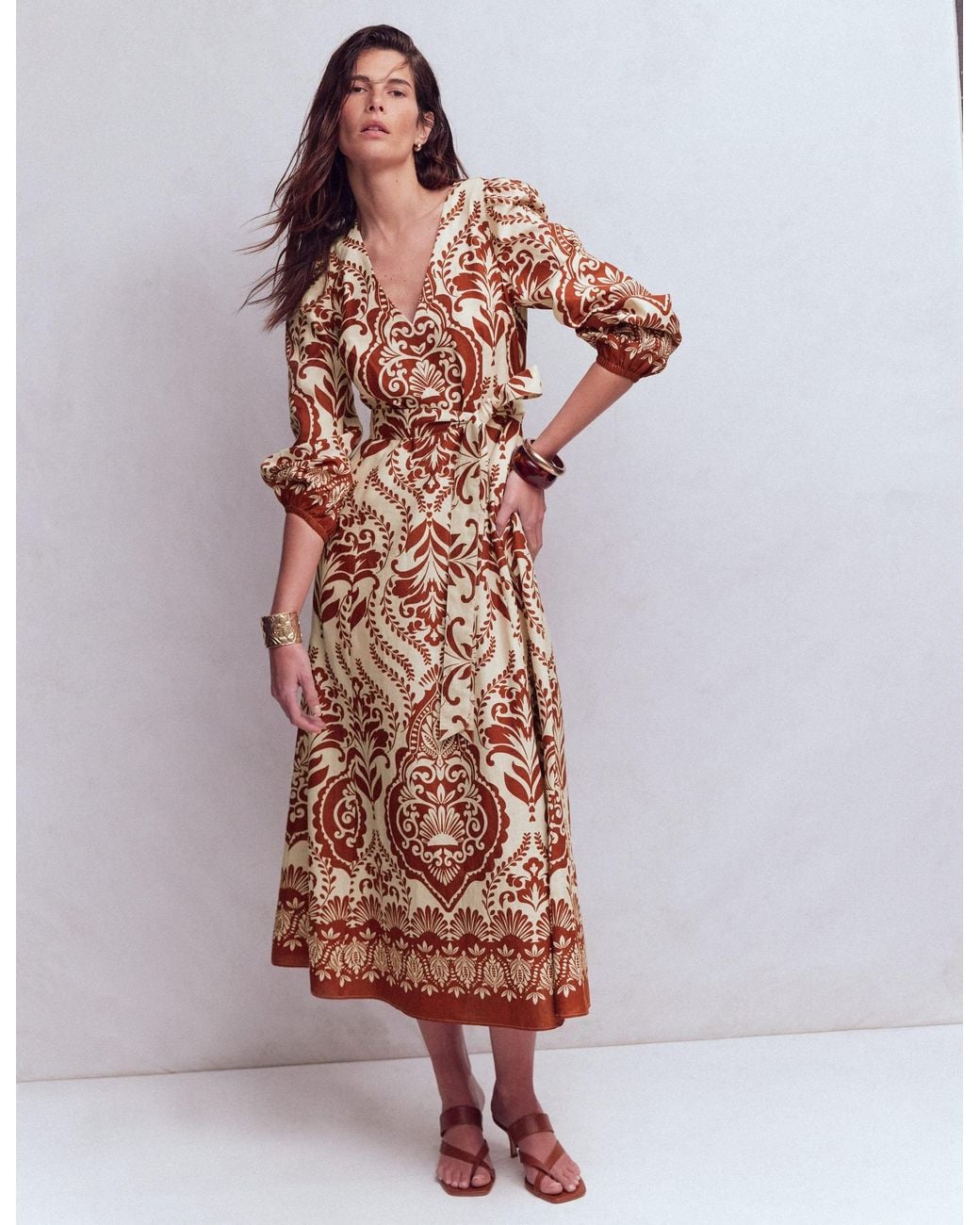 Boden Red Florence Linen Blend Dress