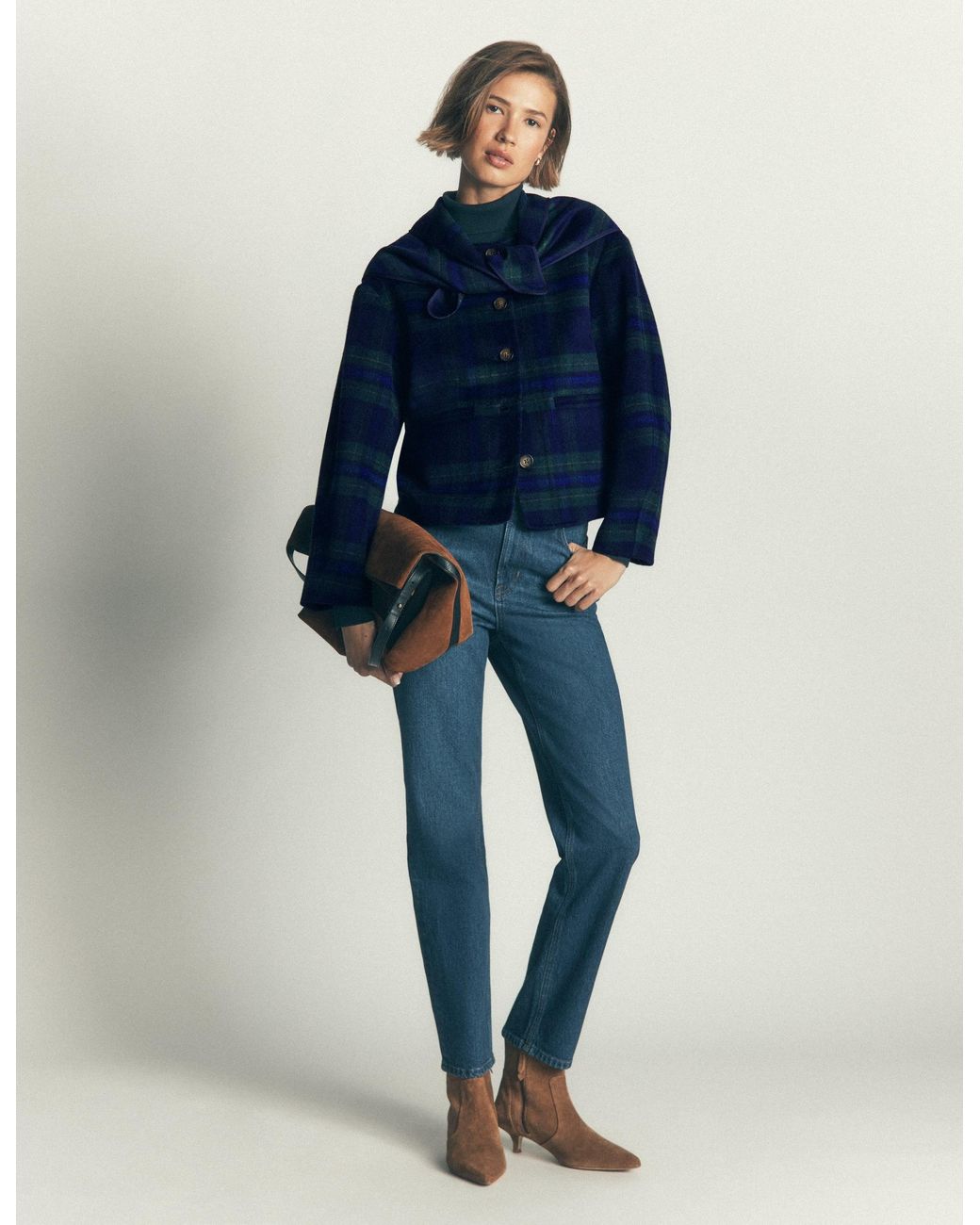 Boden Blue Scarf Neck Jacket
