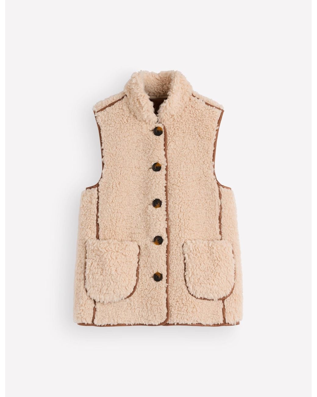 Boden Blue Funnel Neck Borg Gilet Jacket