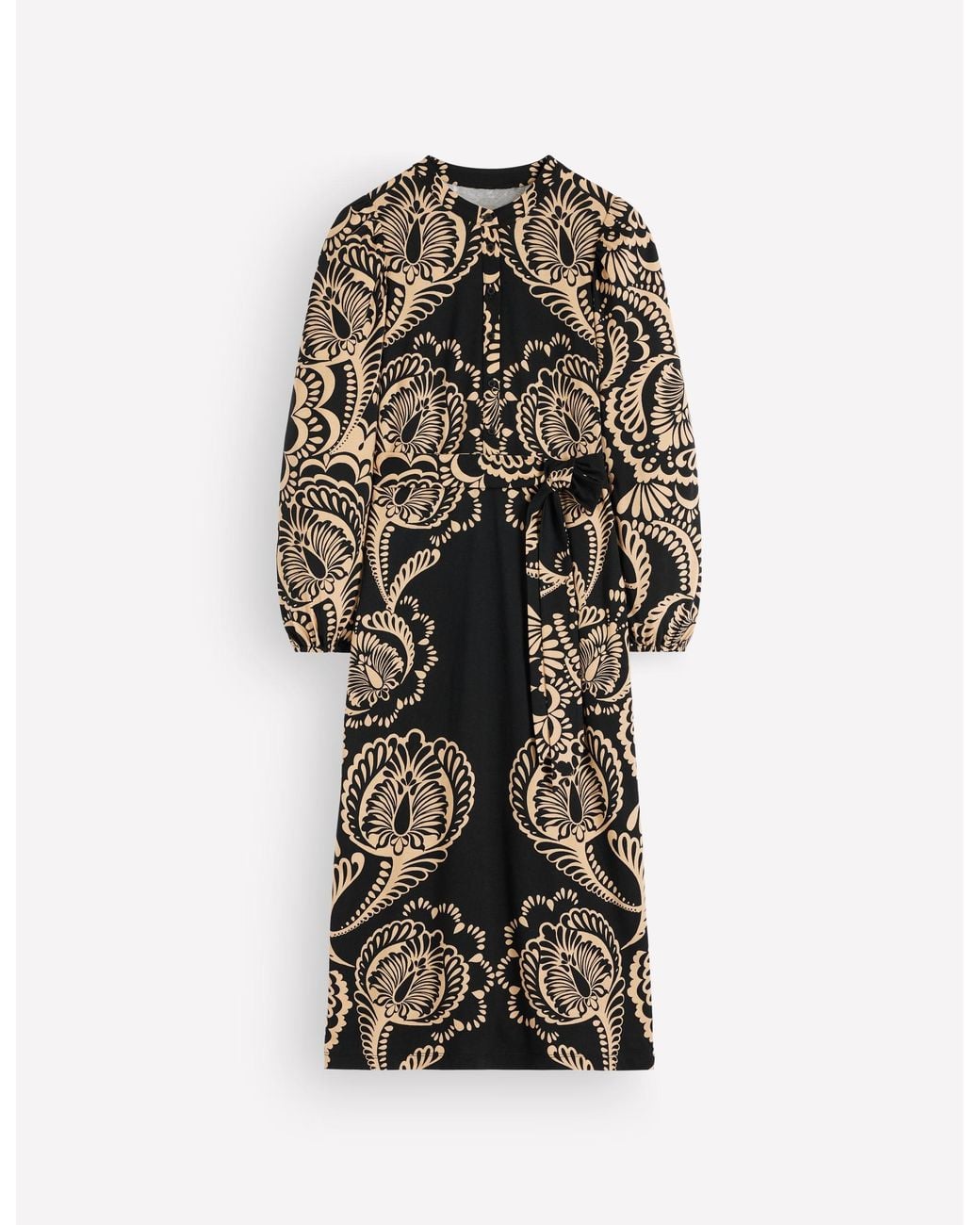 Boden Metallic Eli Belted Jersey Midi Dress