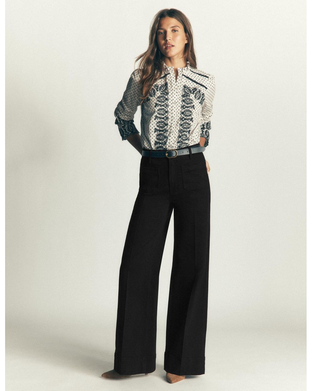Boden White Patch Pocket Flare Jeans