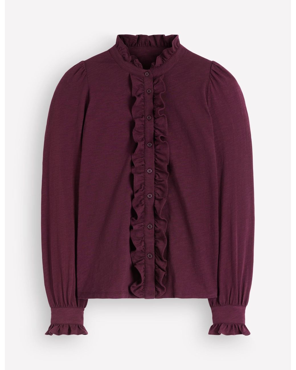 Boden Blue Jersey Frill Blouse