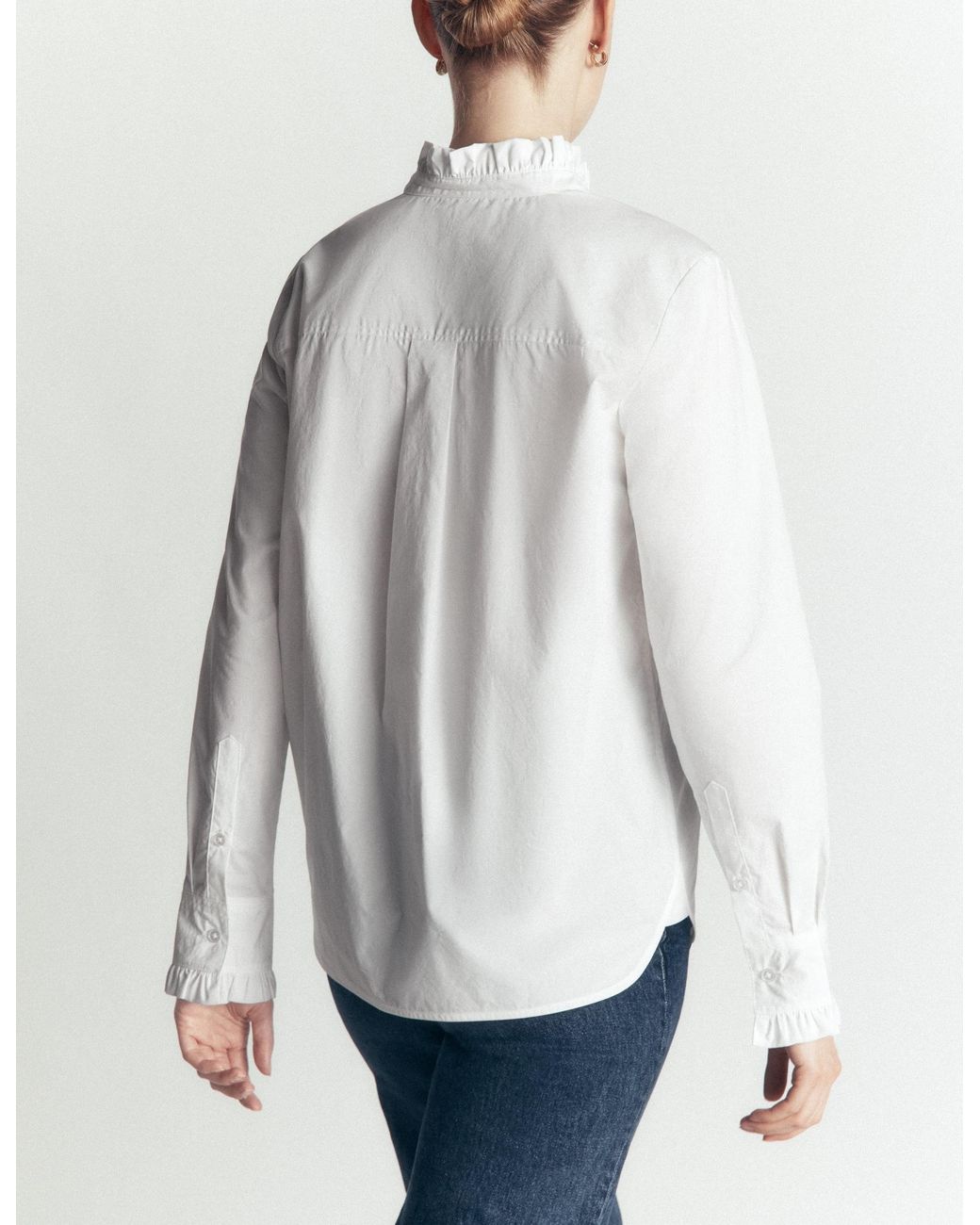 Boden Blue Sienna Frill Cotton Shirt