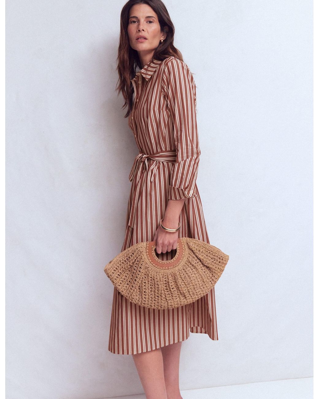 Boden Brown Alexa Long Sleeve Midi Dress