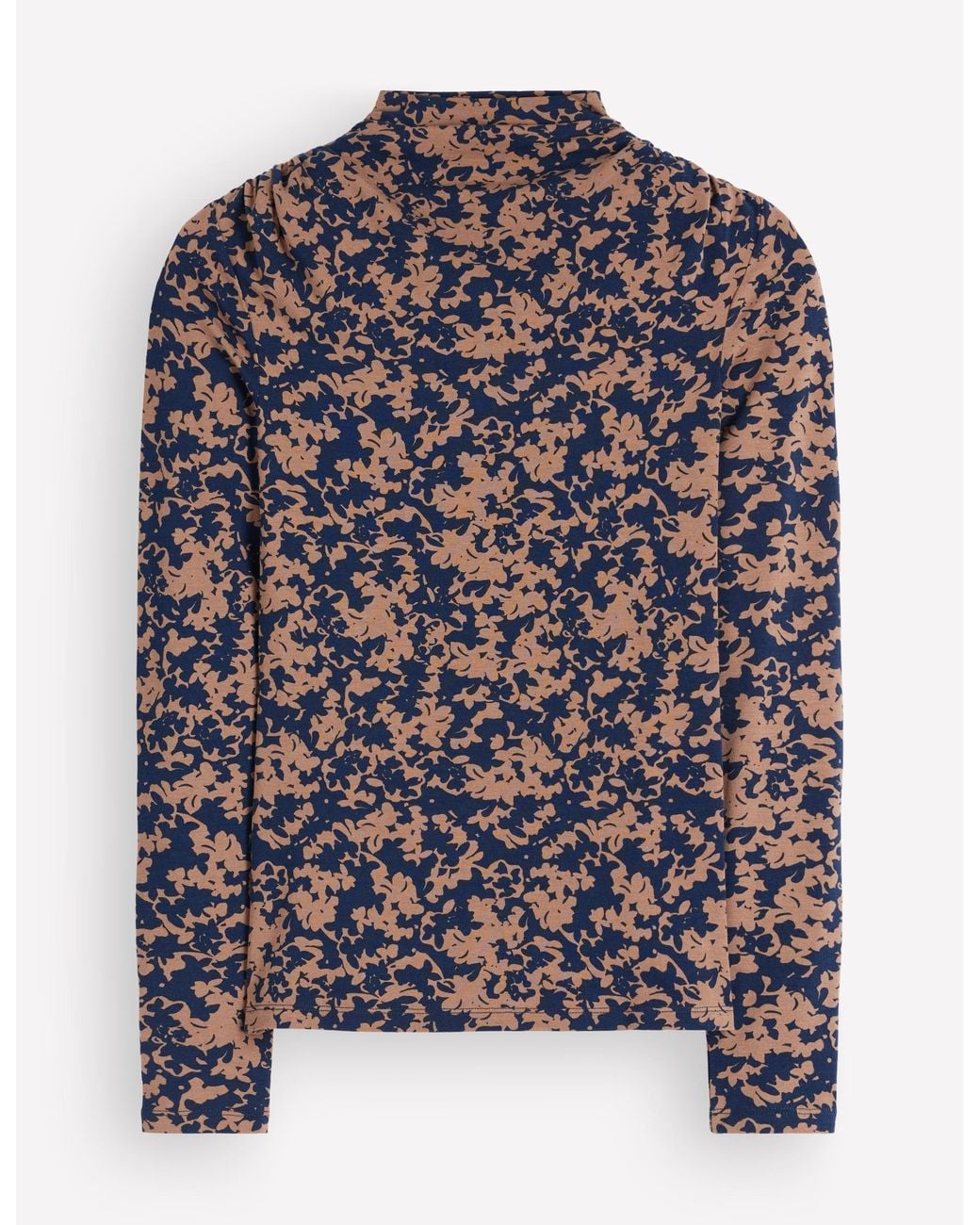 Boden Blue Tia Ruched High Neck Top