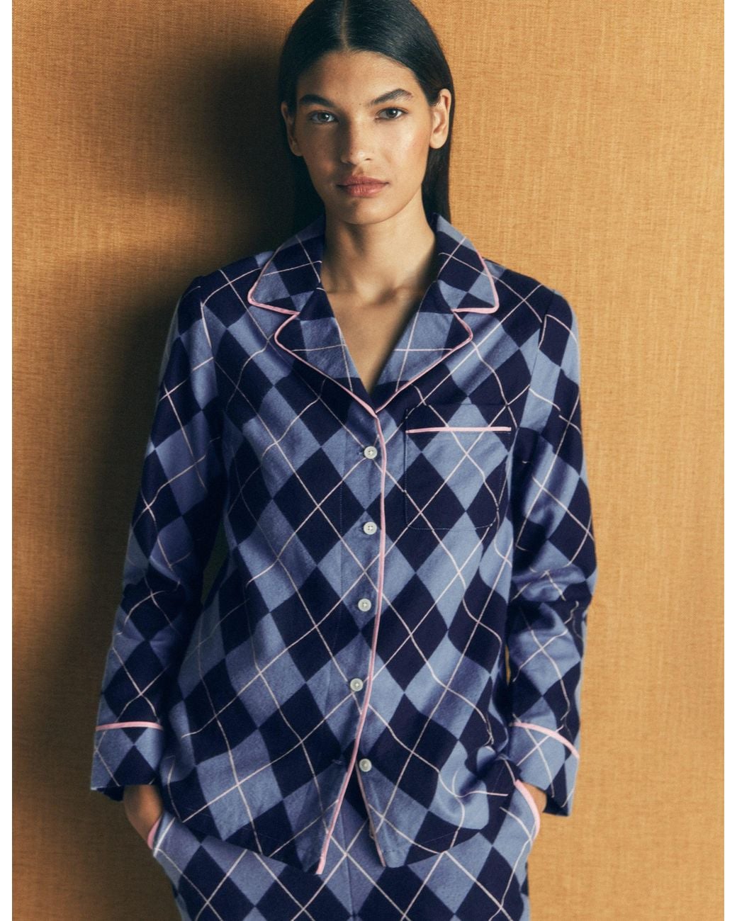 Boden Blue Brushed Cotton Pyjama Shirt