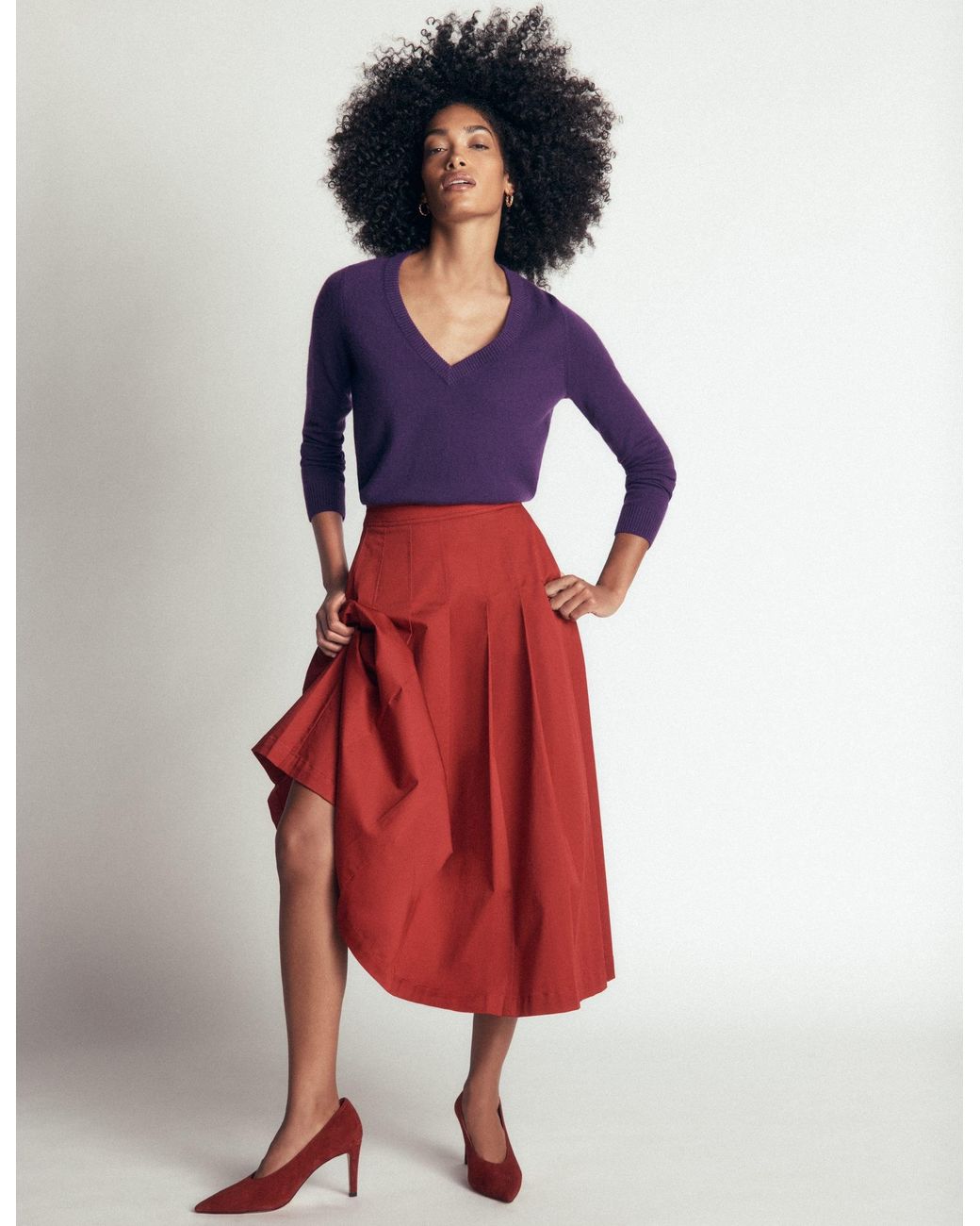Boden Purple Elsie Cashmere V Neck Jumper
