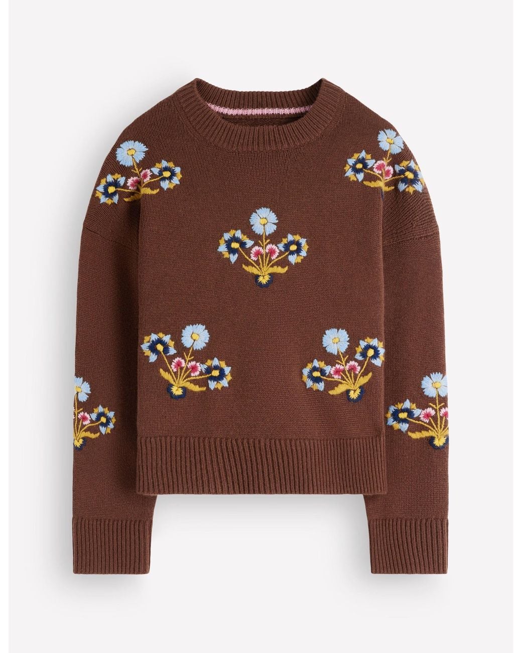 Boden Black Ella Embroidered Knit Jumper