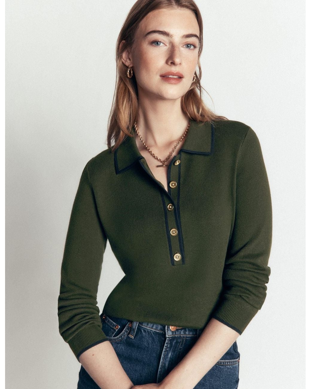 Boden Green Liz Henley Jumper
