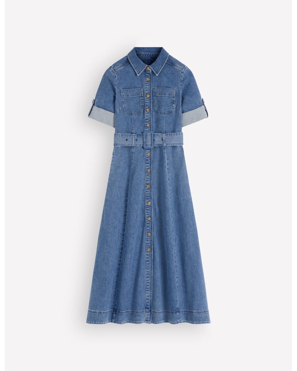 Boden Blue Denim Midi Shirt Dress