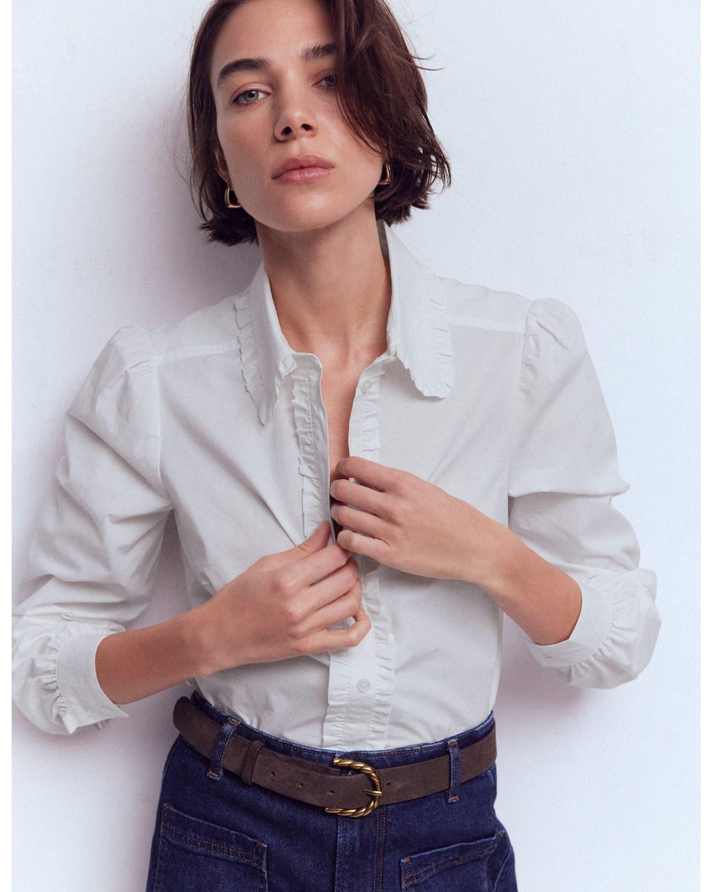 Boden White Cara Cotton Shirt