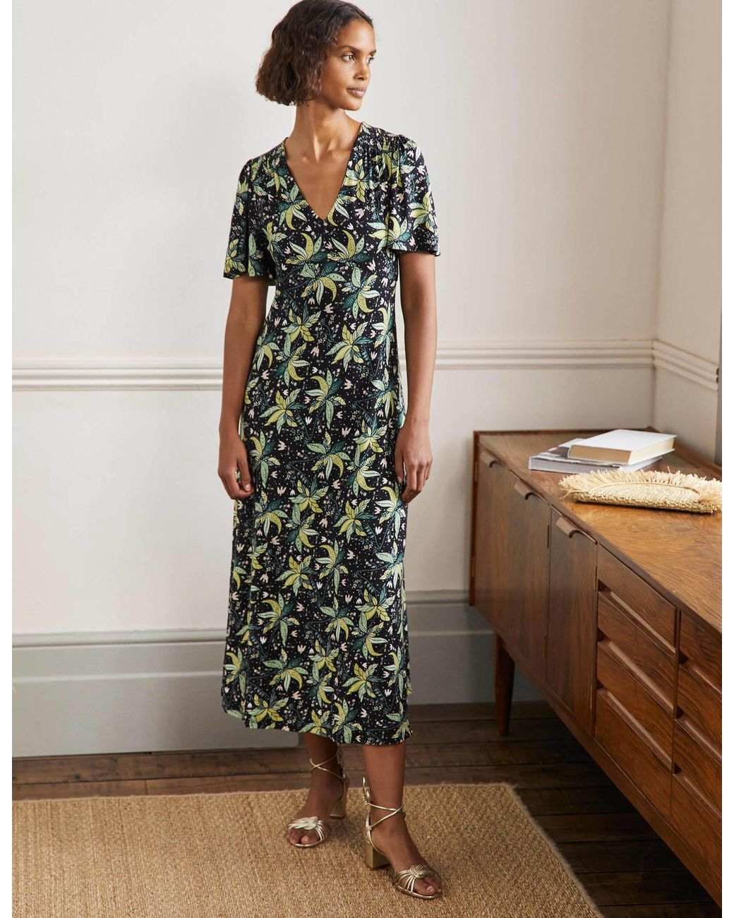 Boden Jersey Midi Tea Dress in Black Lyst