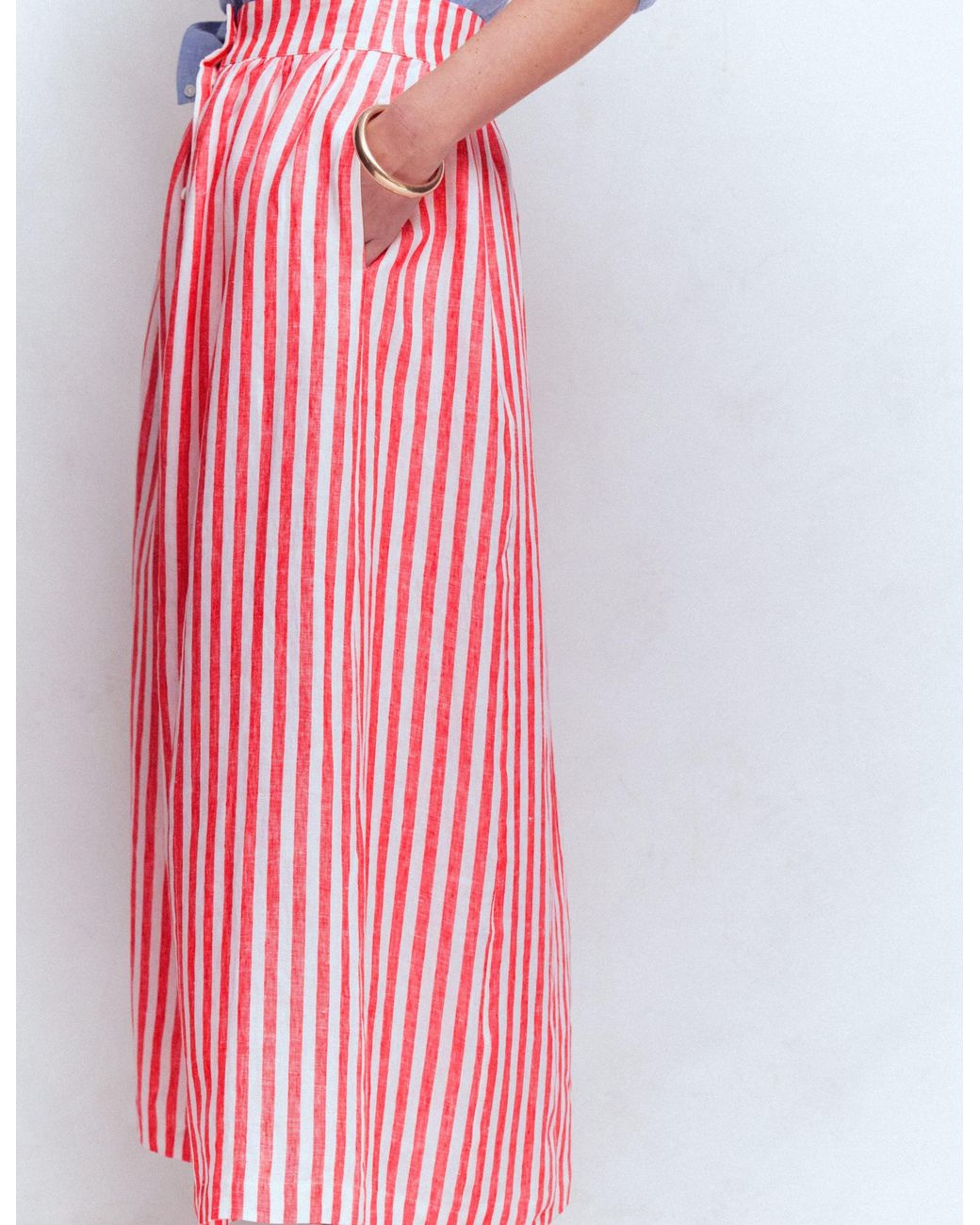 Boden Red Emma Linen Maxi Skirt