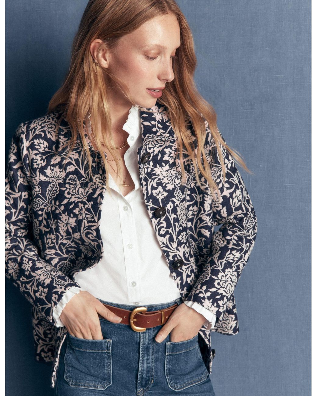 Boden Blue Fife Jacquard Chore Jacket