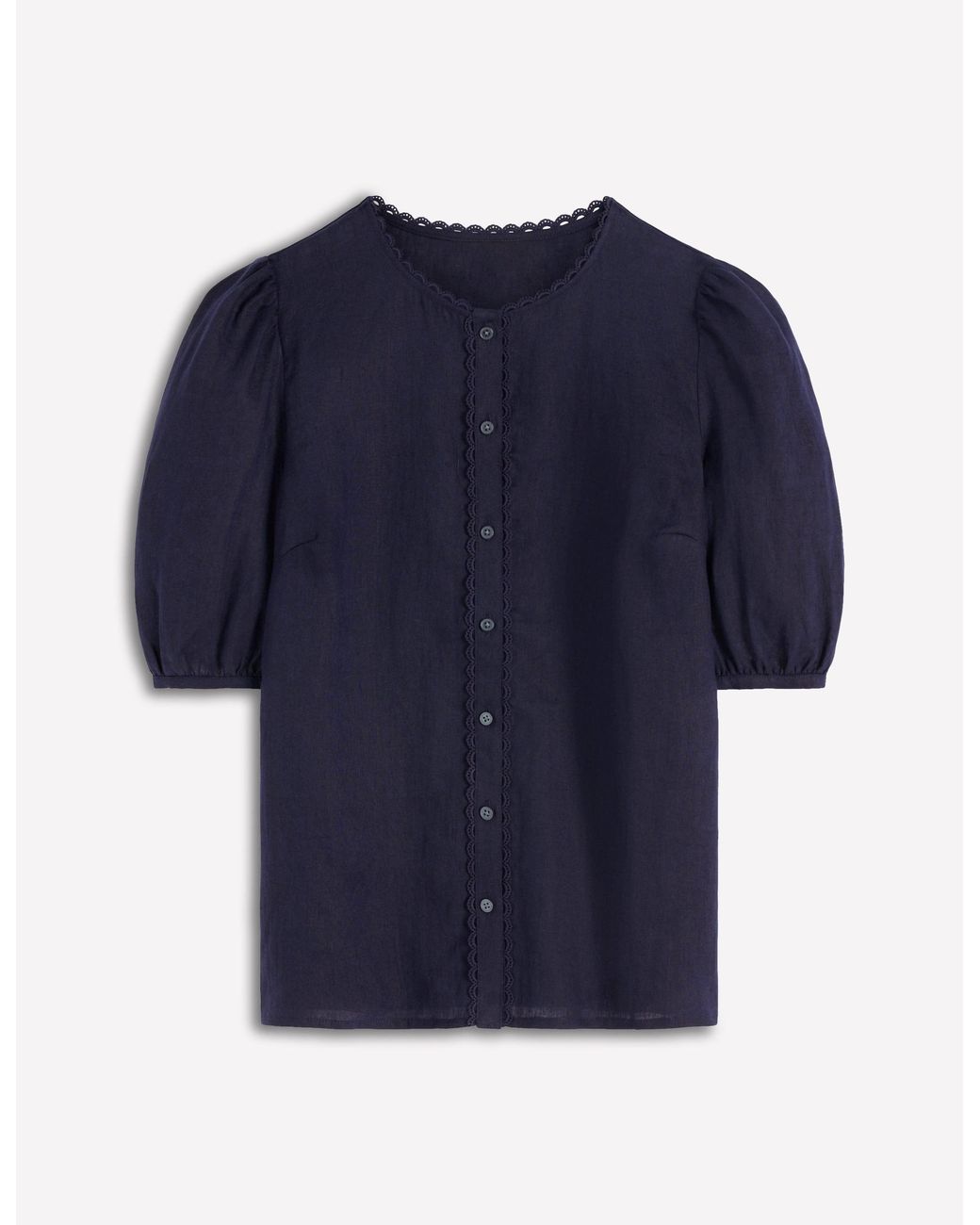 Boden Blue Leah Short Sleeve Linen Top
