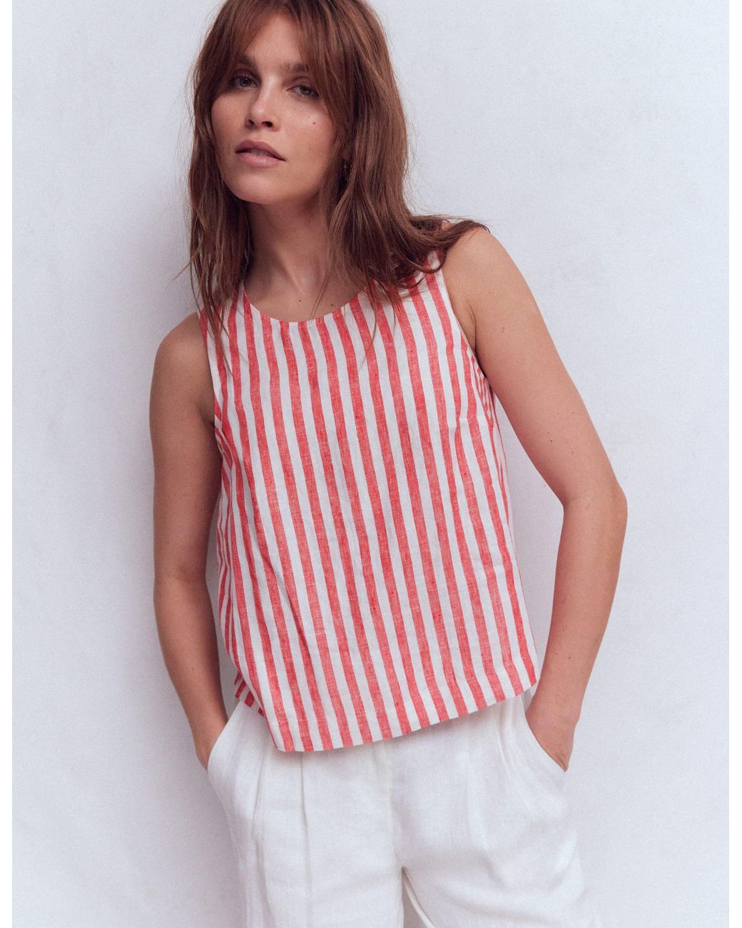 Boden Red Sofia Linen Top