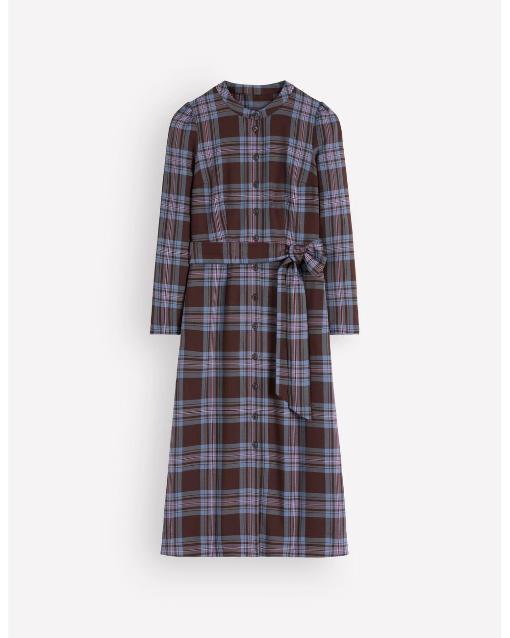 Boden White Louise Check Midi Shirt Dress