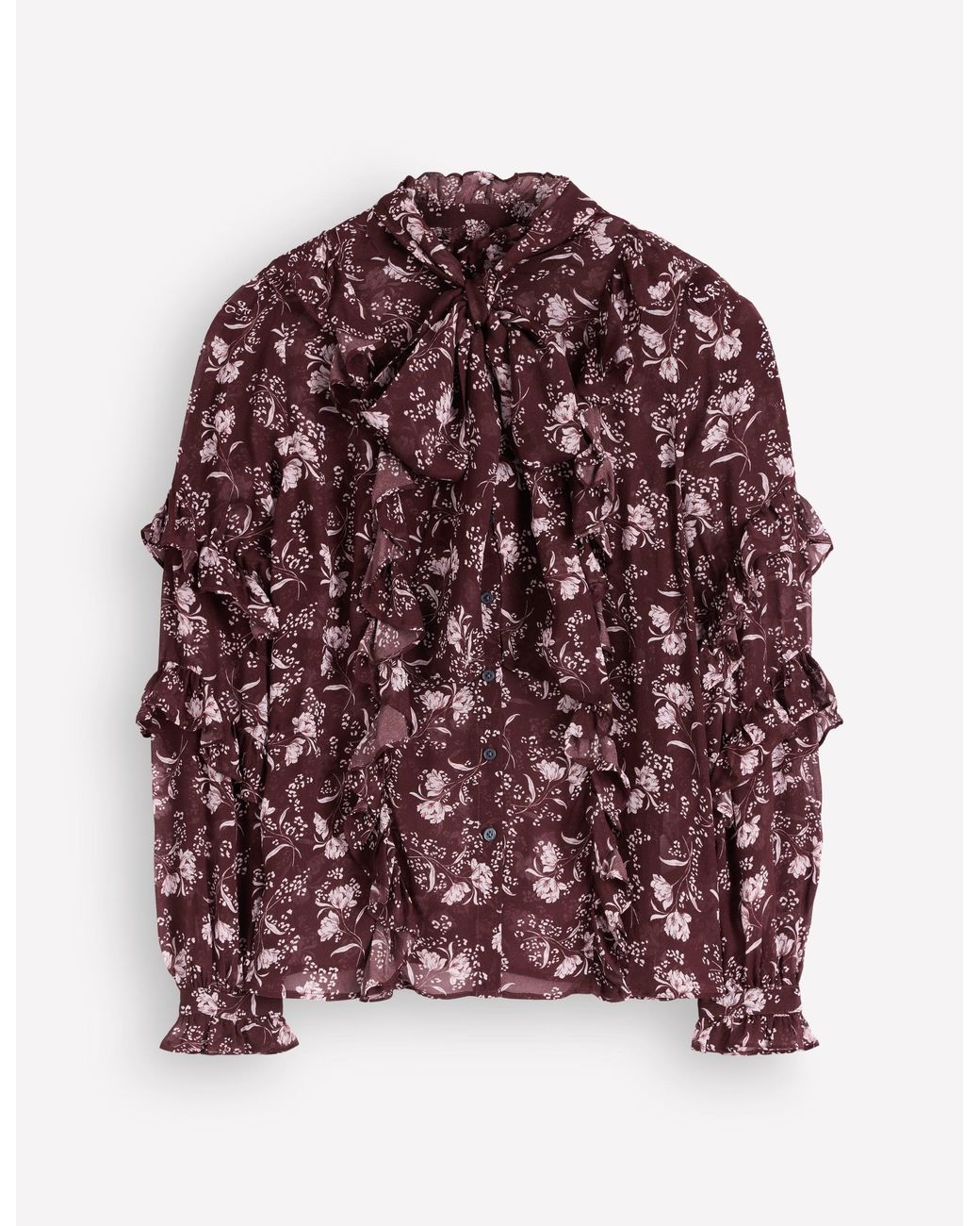 Boden Blue Ruffled Georgette Top