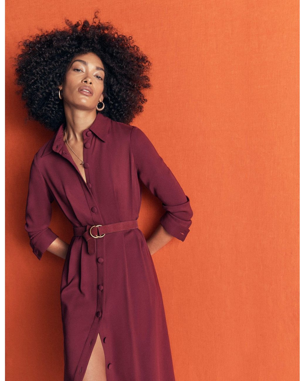 Boden Red Kate Pleated Shirt Dress