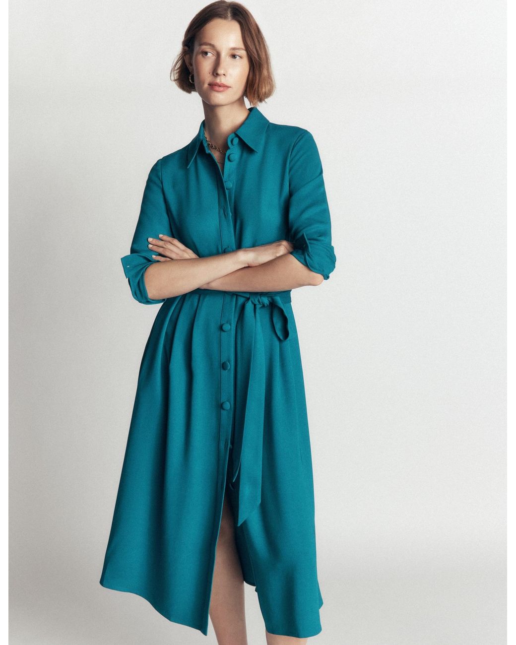 Boden Blue Kate Pleated Shirt Dress