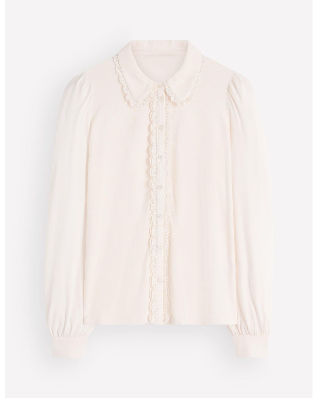 Boden Natural Lace Frill Blouse