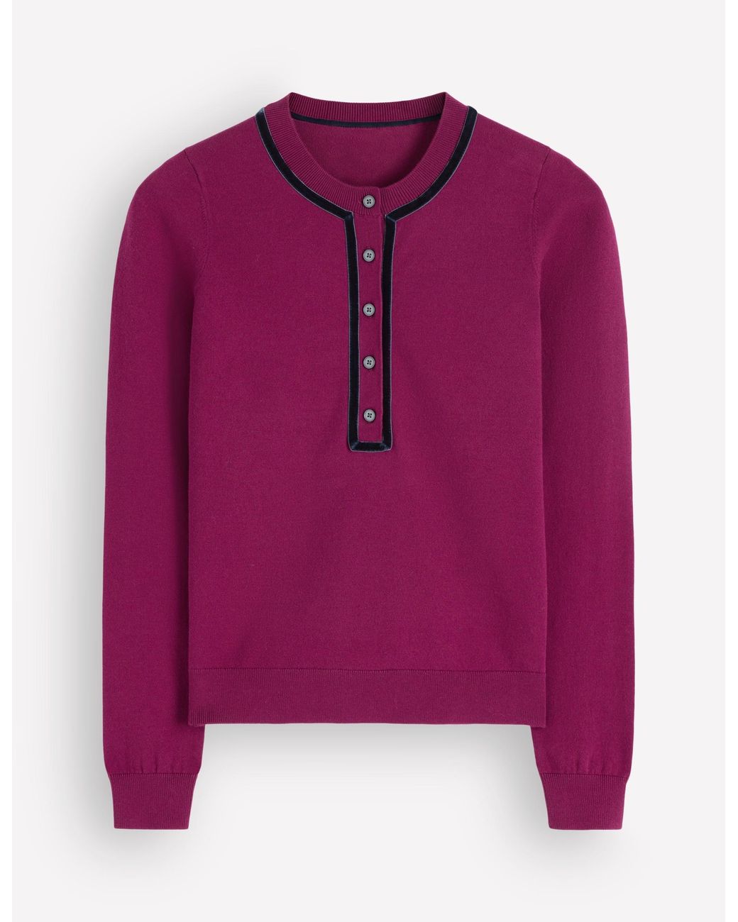 Boden Blue Velvet Trim Henley