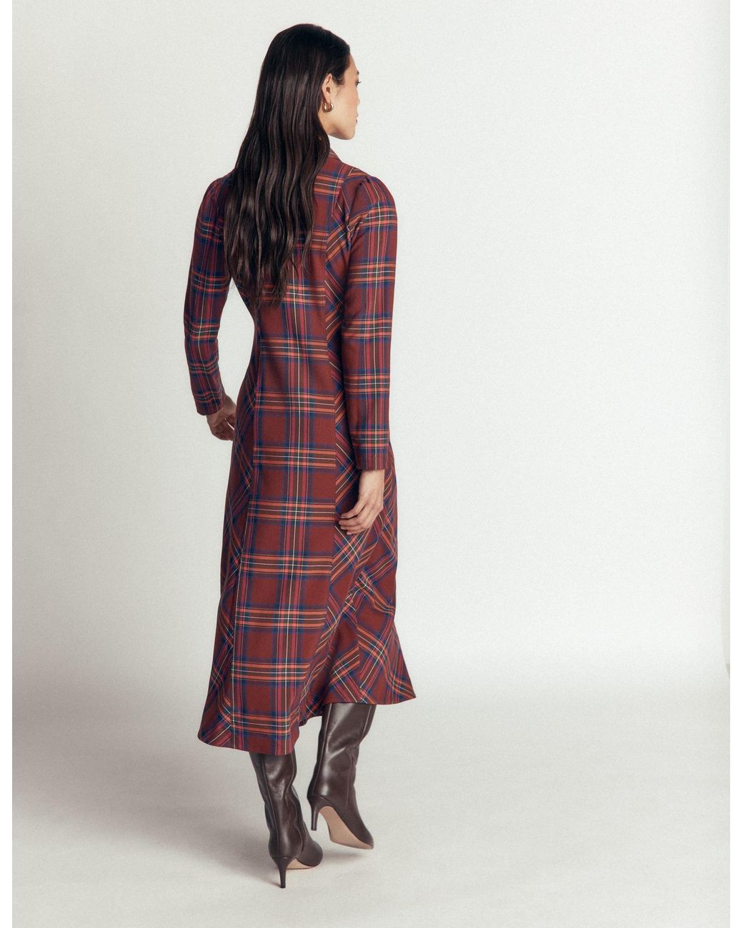 Boden Una Collared Check Midi Dress