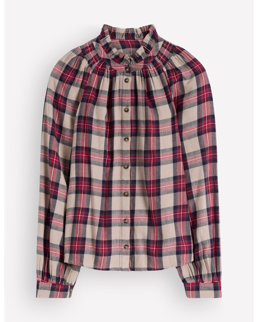 Boden Red Erica Frill Check Top