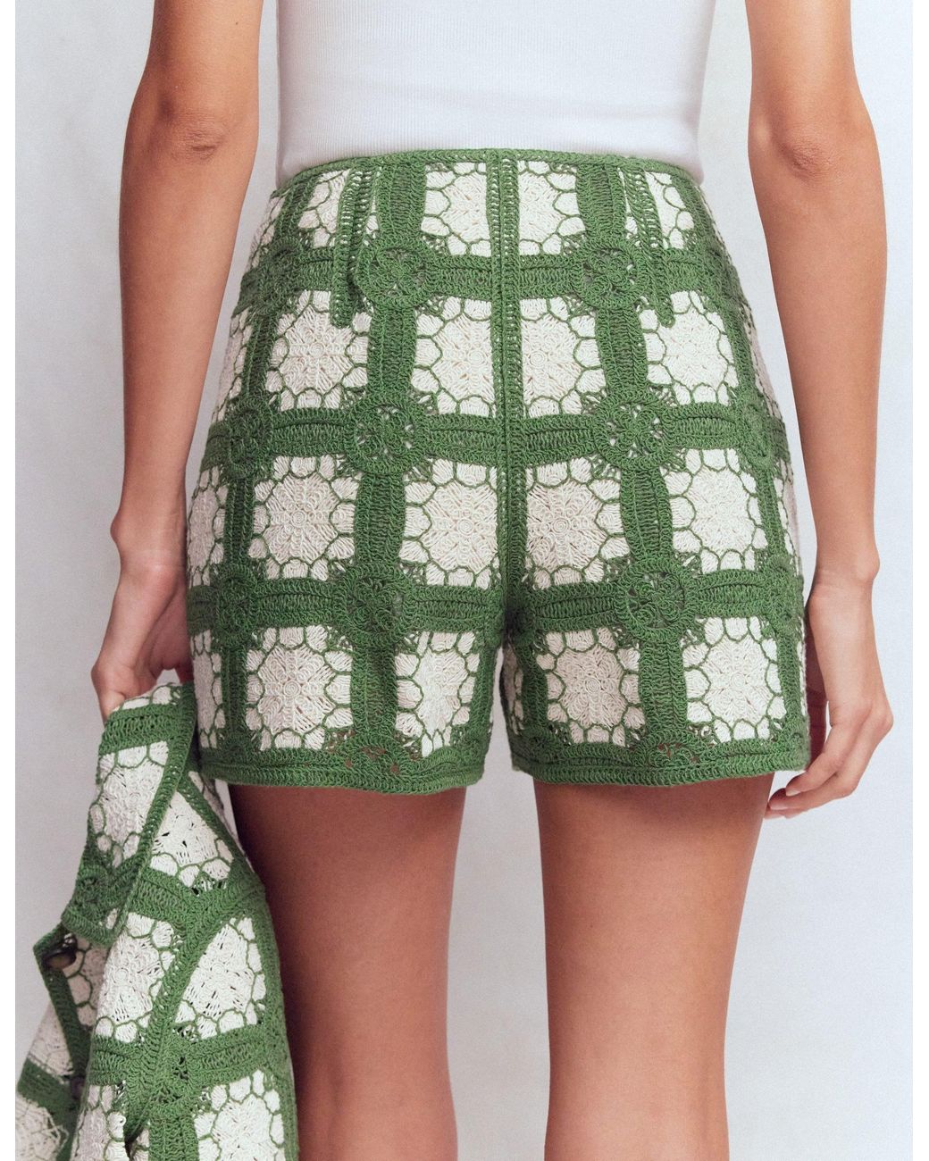 Boden Green Crochet Shorts