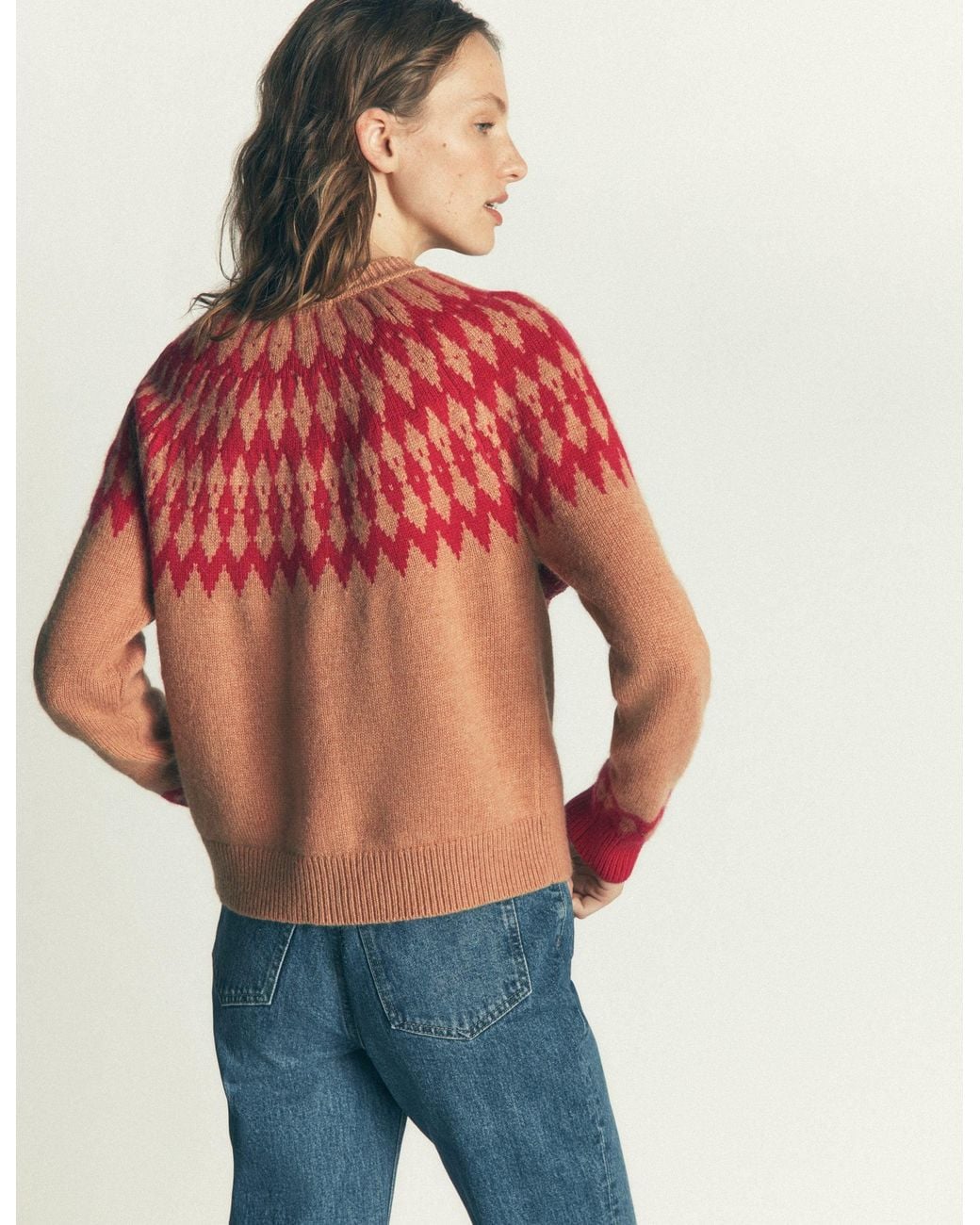 Boden Red Mae Fair Isle Cardigan