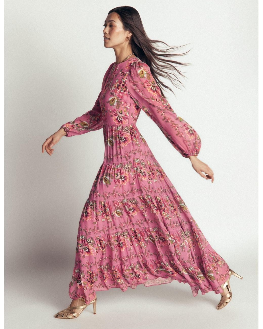 Boden Green Multi Tiered Maxi Dress