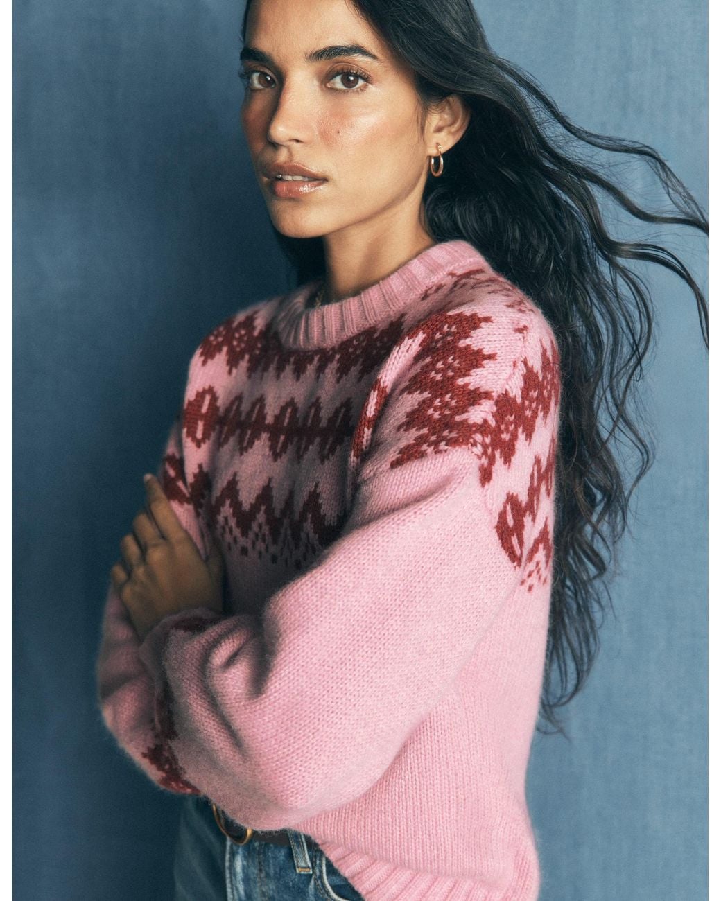 Boden Blue Chunky Fair Isle Jumper
