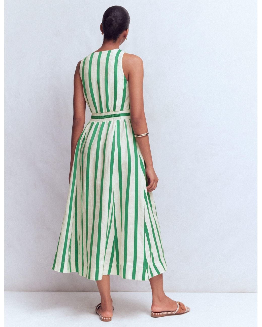 Boden Green Catherine Button Linen Dress