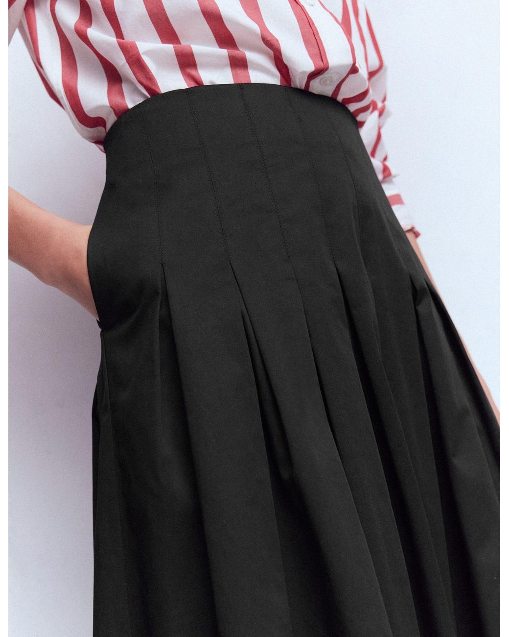 Boden White Valentina Cotton Sateen Skirt