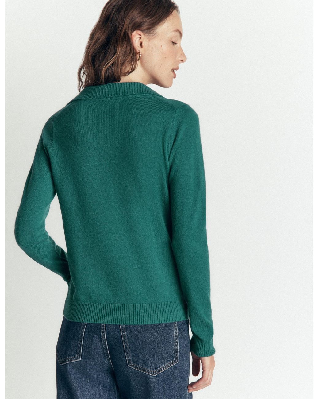 Boden Green Elsie Cashmere Henley Sweater