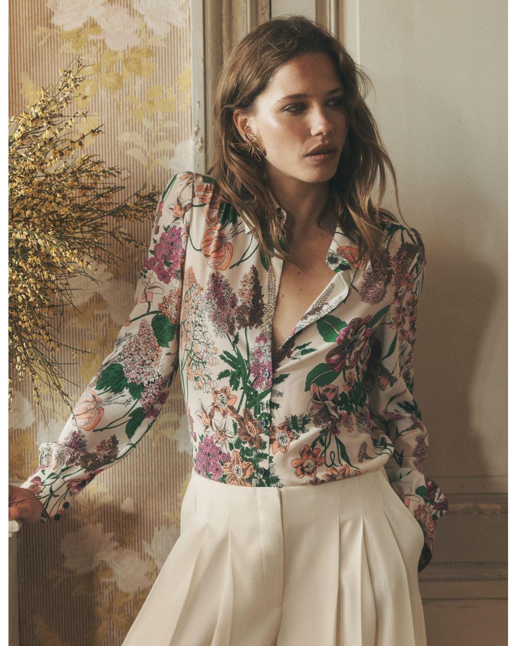 Boden White Sara Silk Shirt