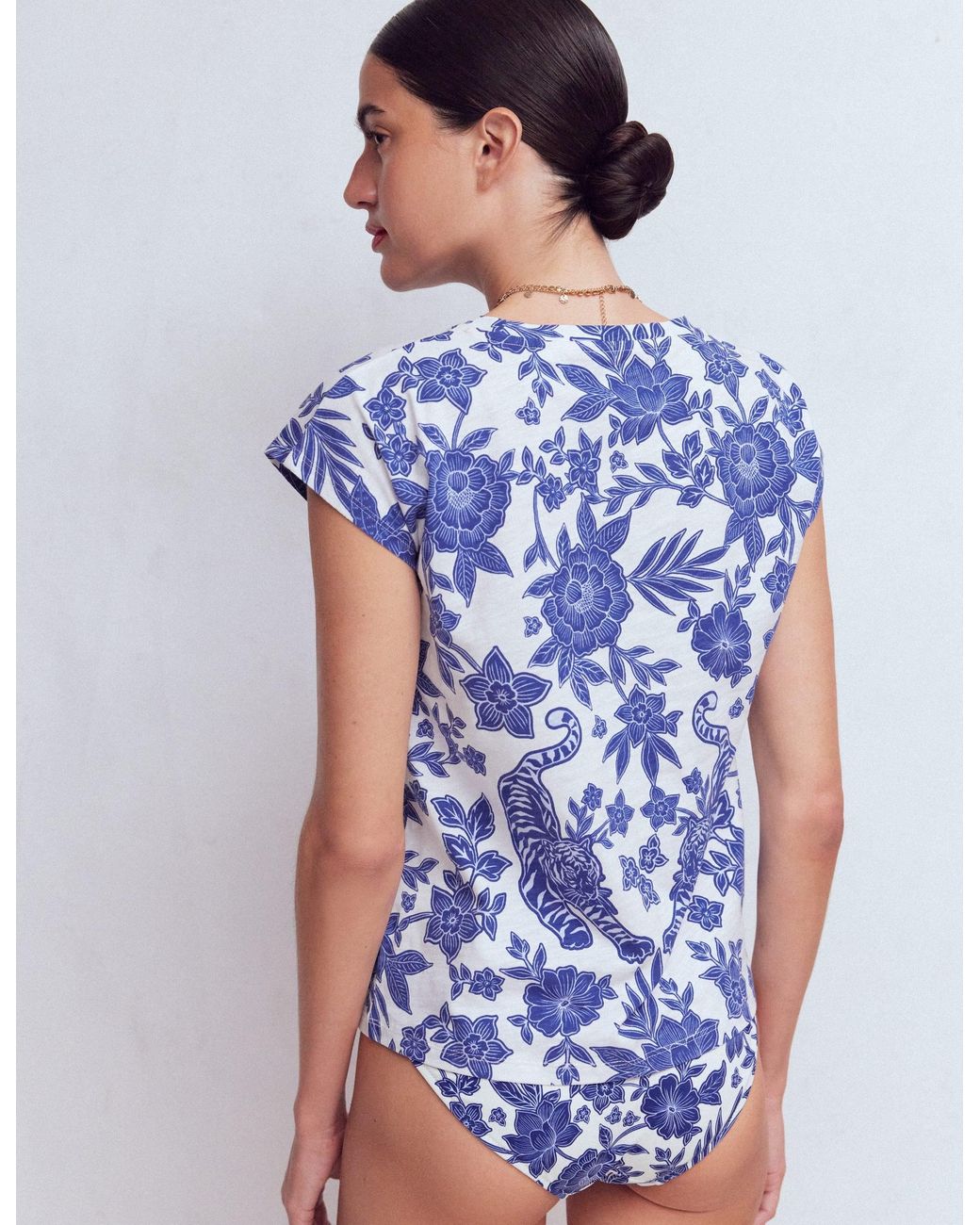 Boden Blue Louisa Cotton Slub T-Shirt