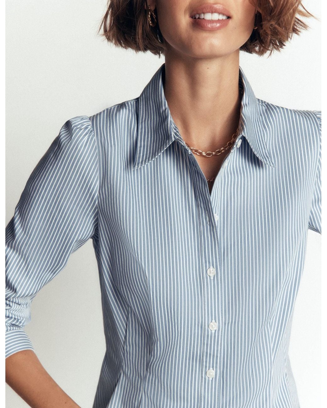 Boden Blue Julia Darted Cotton Shirt